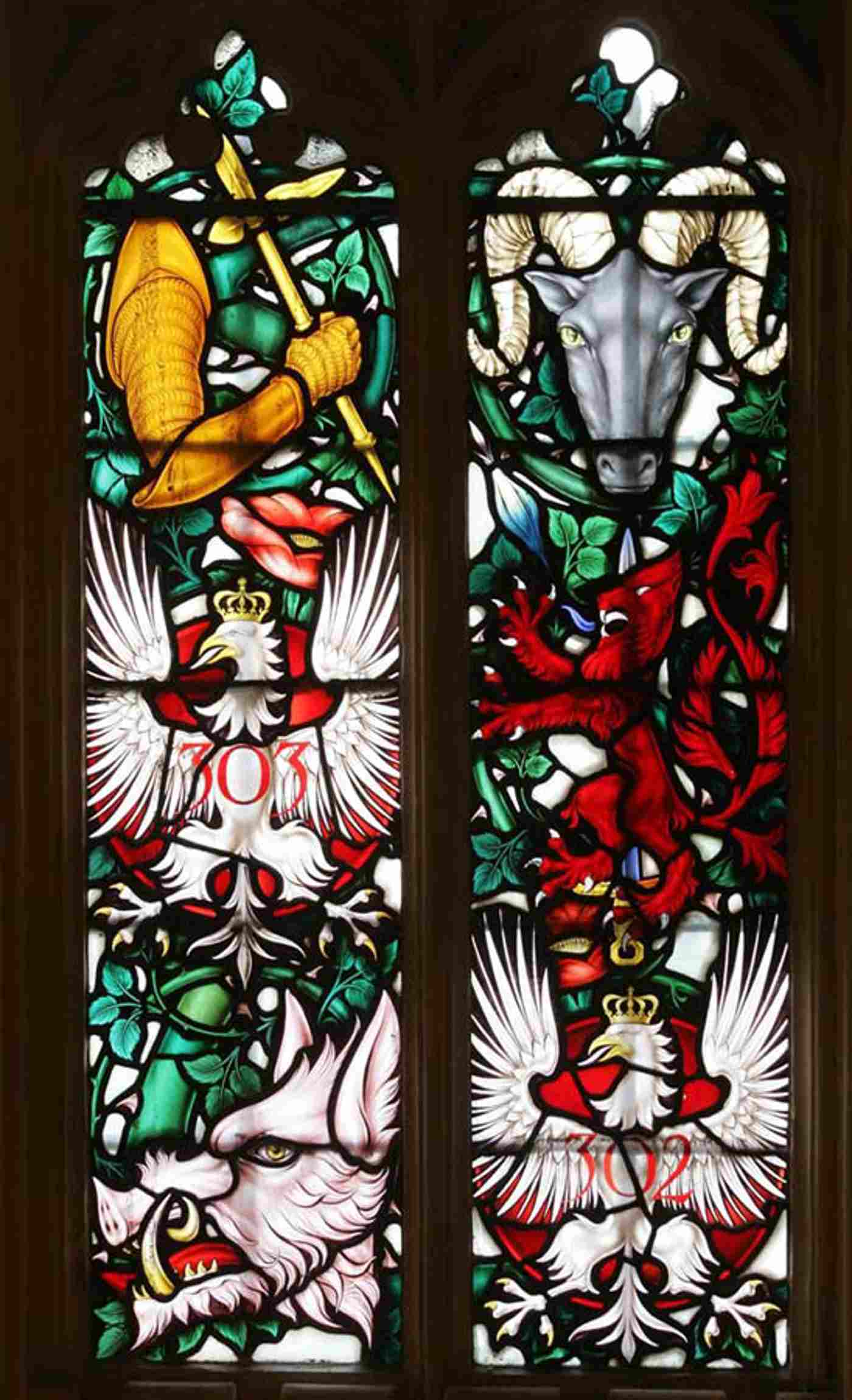 Battle of Britain window 303,302 Polish, 253,501,310, 401 Canada (300dpi) Westminster Abbey copyright photo.jpg