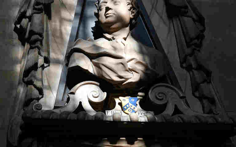 Photograph of Thomas Shadwell memorial in Westminster Abbey