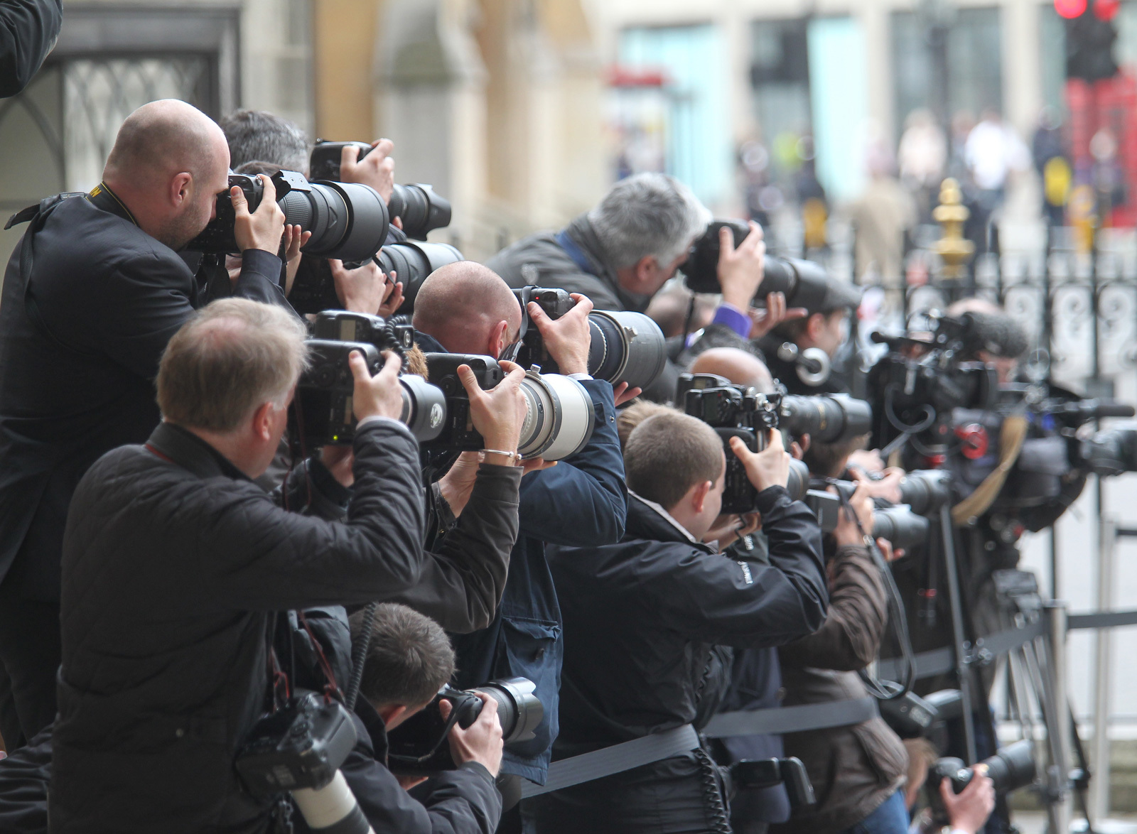 Press and media photographers outside Westminster Abbey