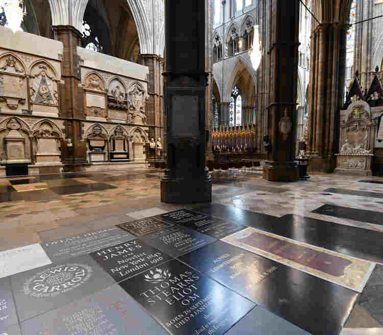 Photograph looking across Poets' Corner in Westminster Abbey
