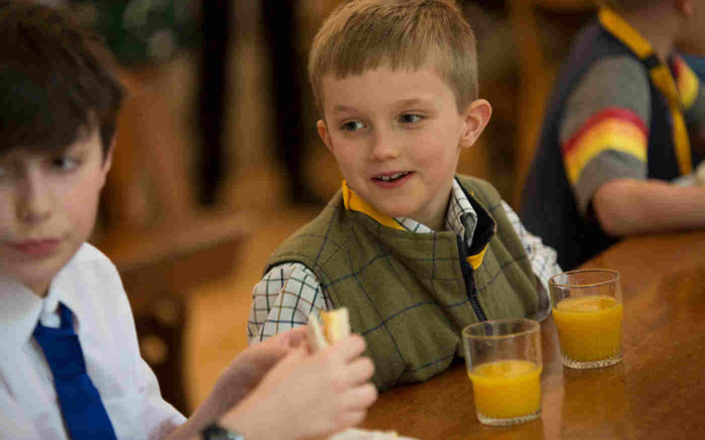 Boys eating lunch during a Westminster Abbey Choir School 'Chorister Experience Day'