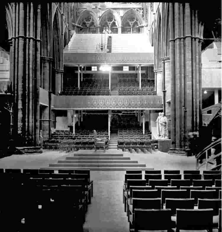 Seating and balconies erected in Westminster Abbey for the 1953 coronation