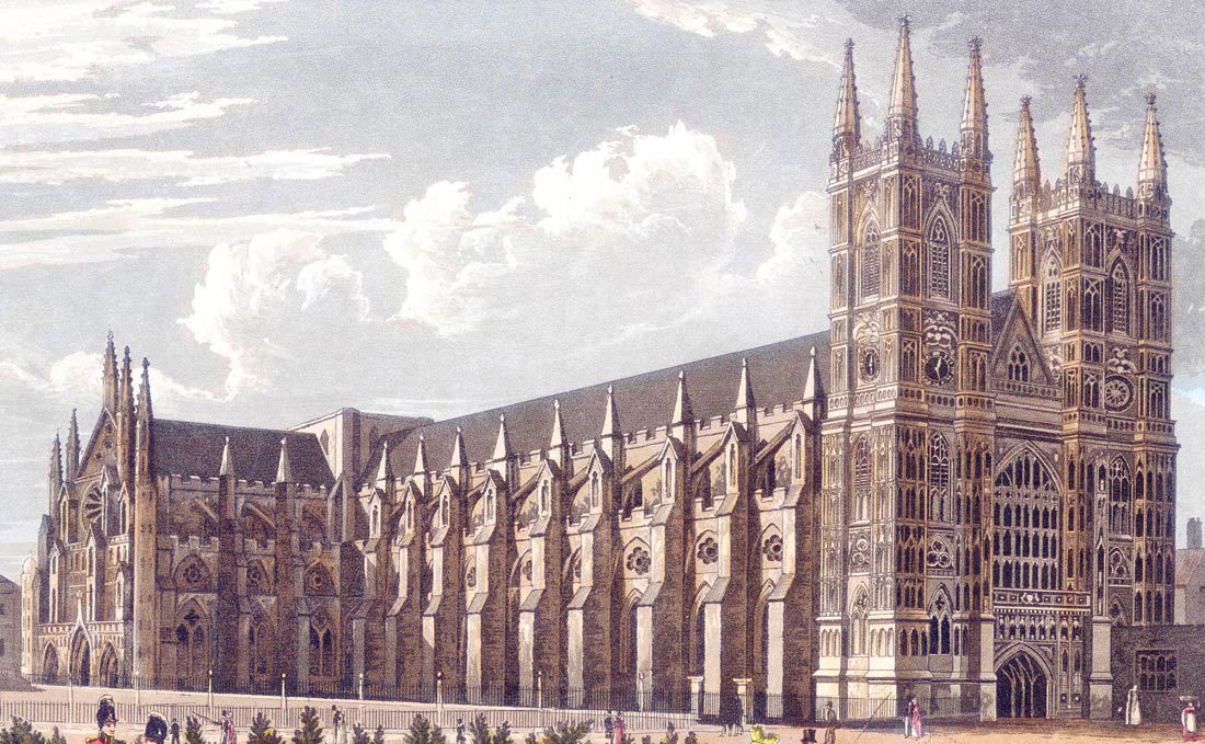 Painting of the north side of Westminster Abbey, circa 1820