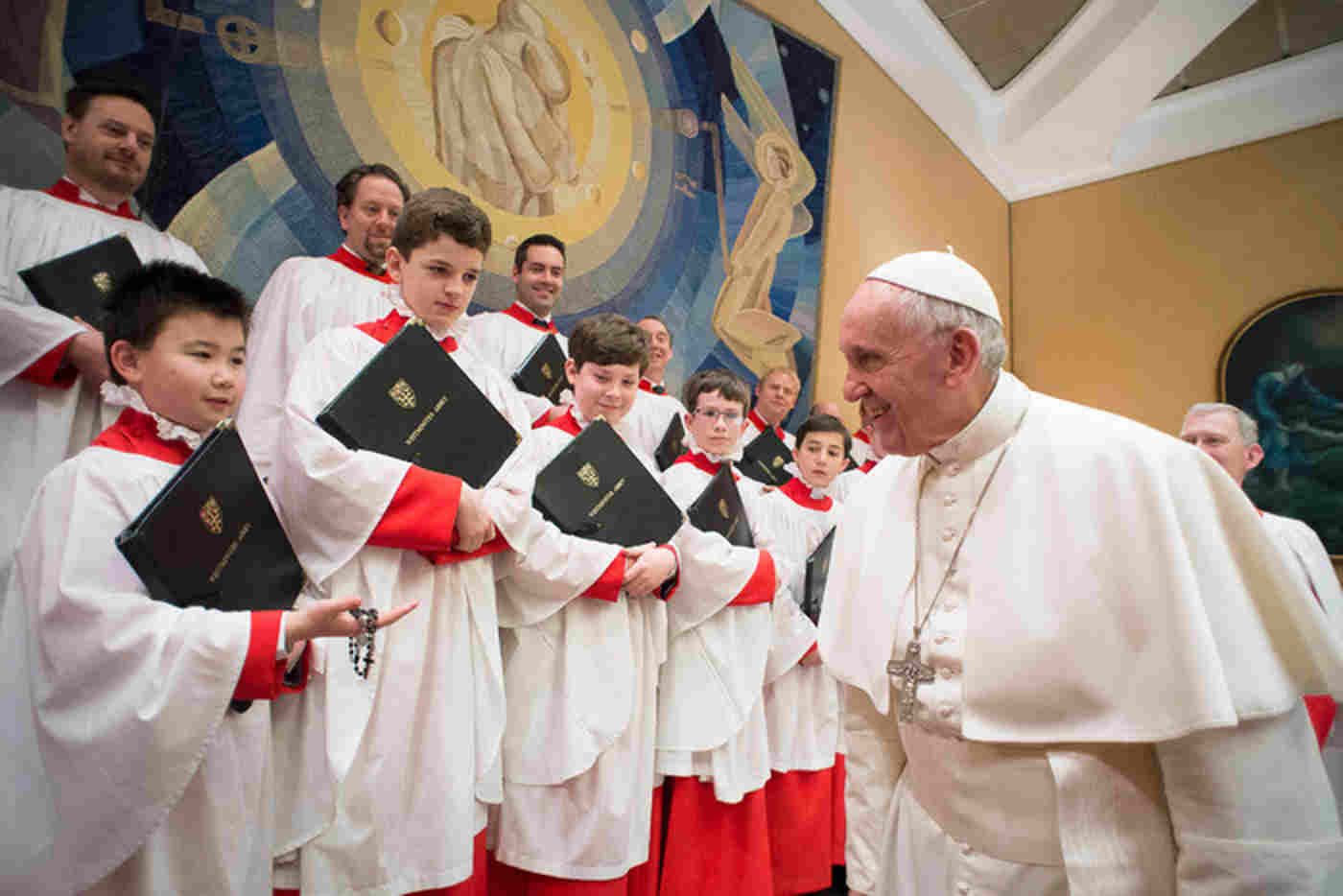 Westminster Abbey choristers meeting Pope Francis