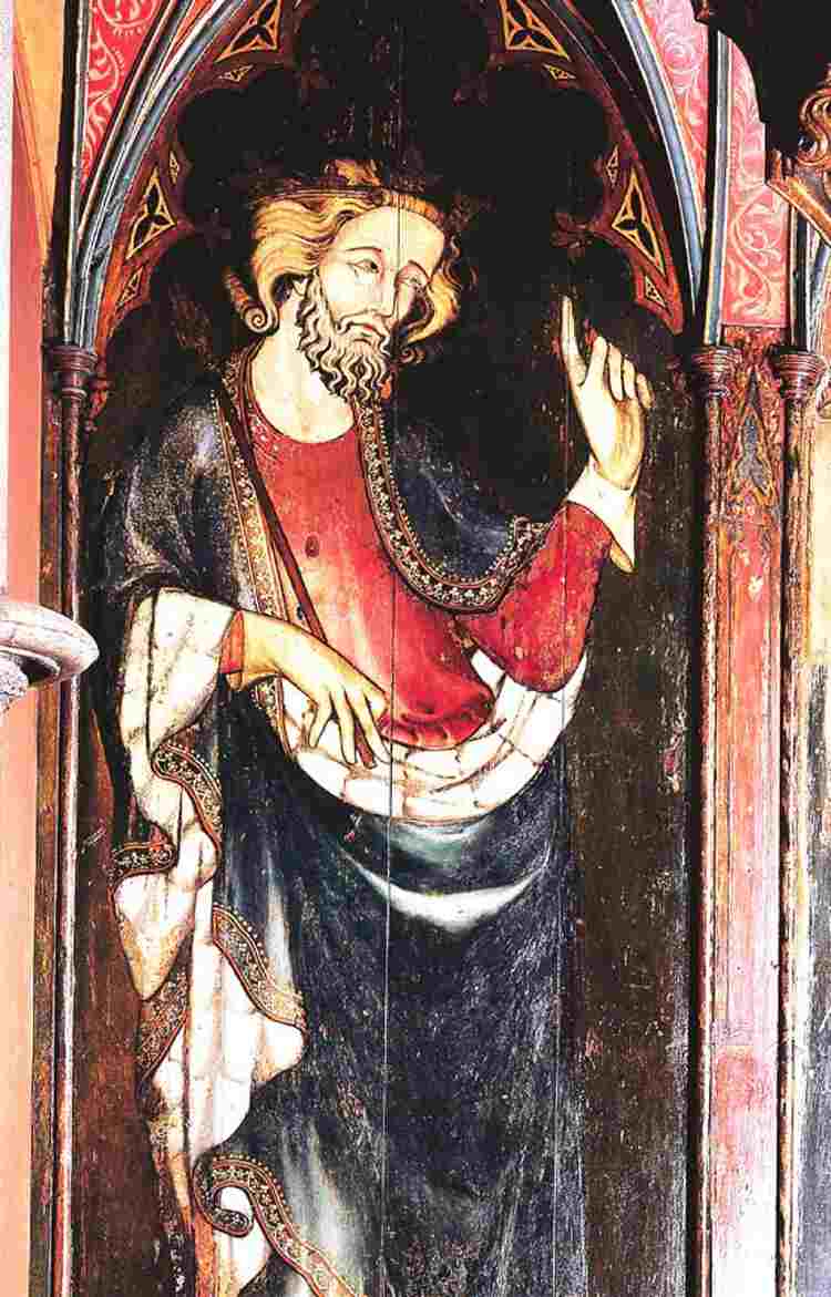 Painting of a king (possibly Henry III) dressed in flowing robes and wearing a crown