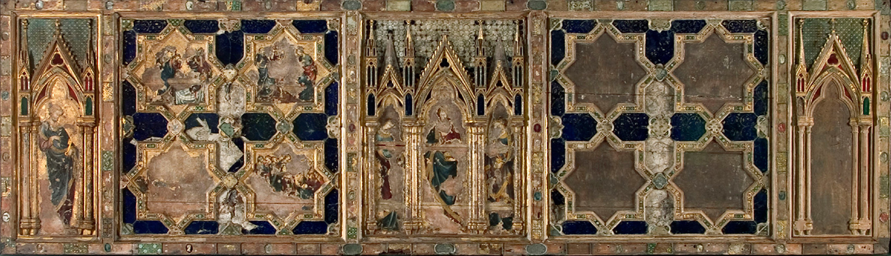 The Westminster Retable, a medieval altarpiece made of wood and painted with biblical scenes