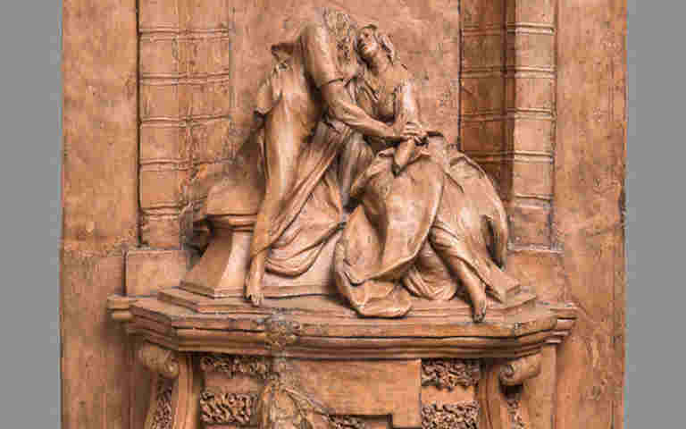 Photograph of Lady Elizabeth and Joseph Nightingale monument maquette
