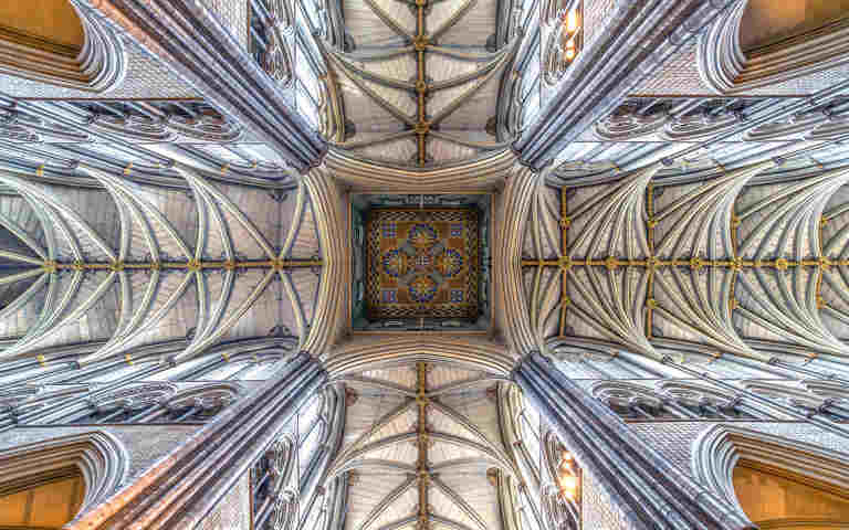 Photograph of the ceiling of Westminster Abbey to promote the art and architecture page for families