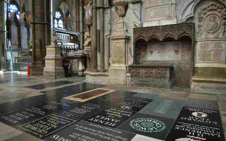 Photograph of Poets' Corner in Westminster Abbey to promote the writers and thinkers page for families