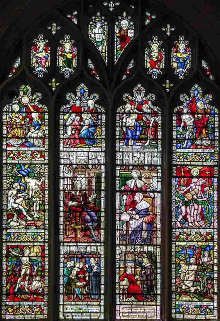 Stained glass window to John Milton