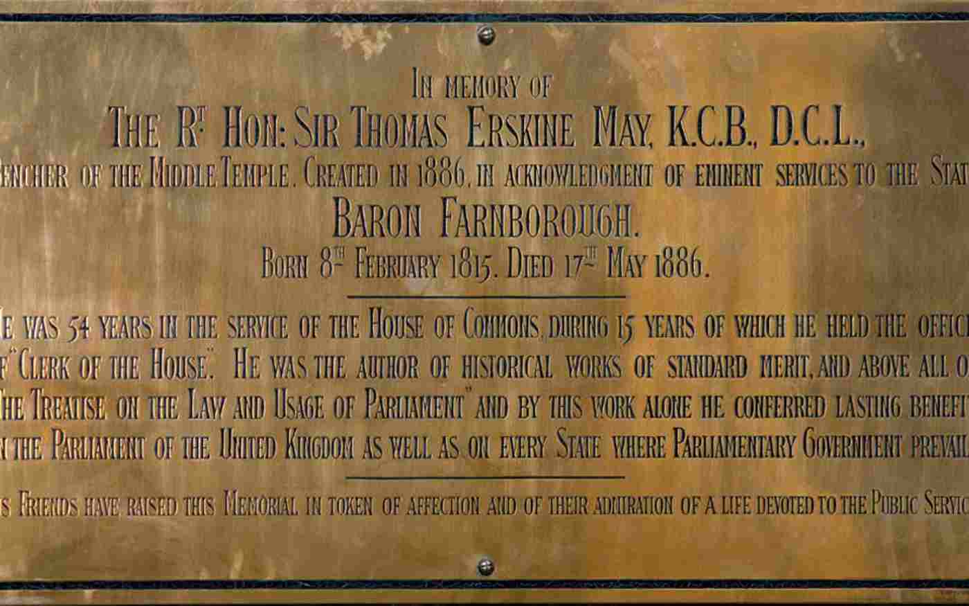 Sir Thomas Erskine May, Lord Farnborough