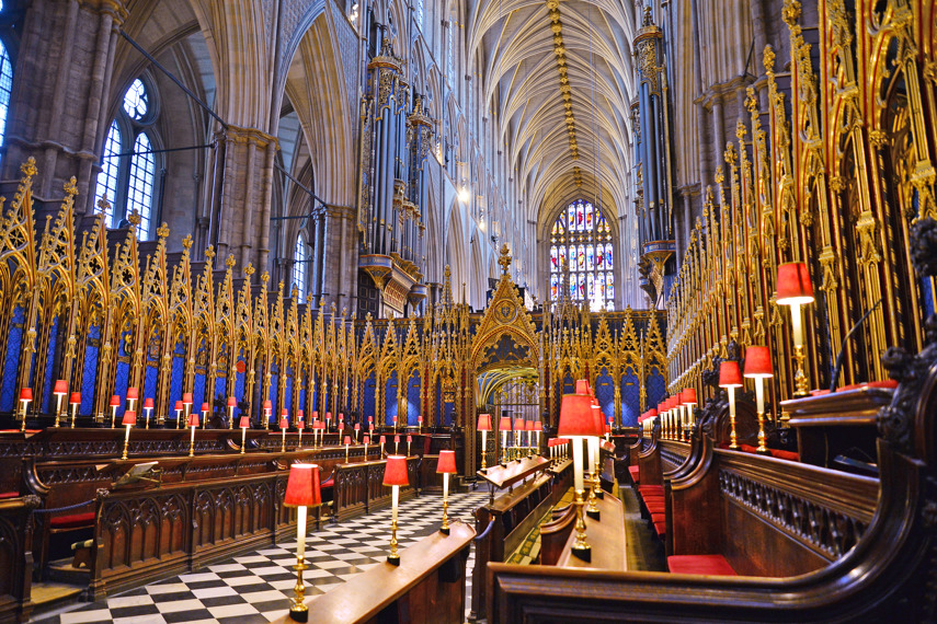 A view through the quire stalls in Westminster Abbey