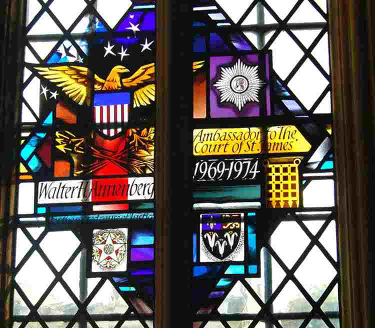 Memorial window to Walter H. Annenberg, USA Ambassador to the UK, 1969-1974