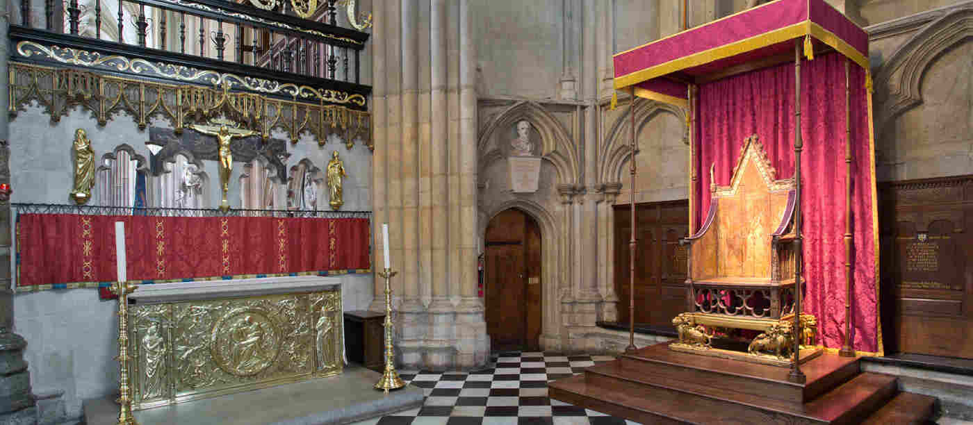 Photograph of the Coronation Chair in St George's Chapel in Westminster Abbey