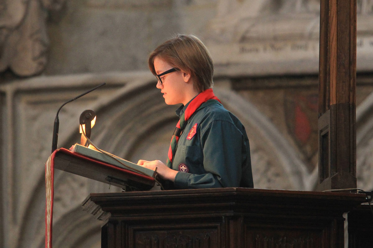 Macey Pattenden, Scout, reads Isaiah 40: 25-31