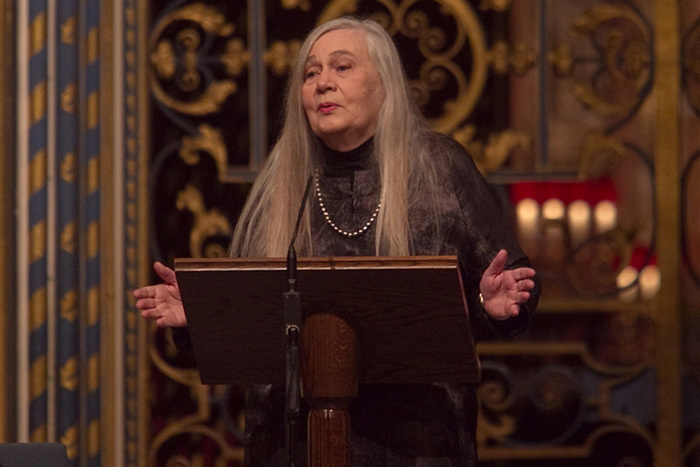 Marilynne Robinson giving a lecture at Westminster Abbey in 2017