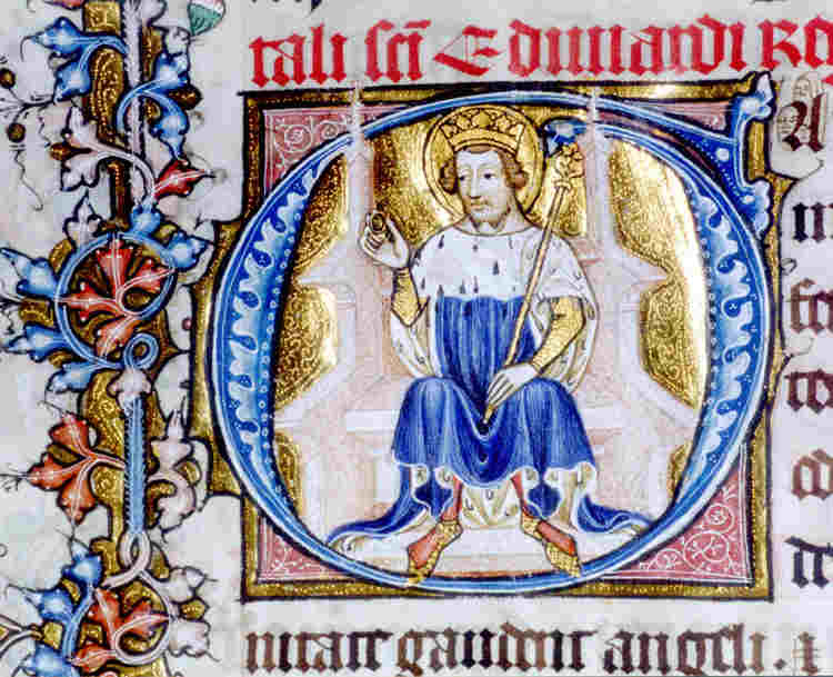 Photograph of St Edward the Confessor within the Litlyngton Missal