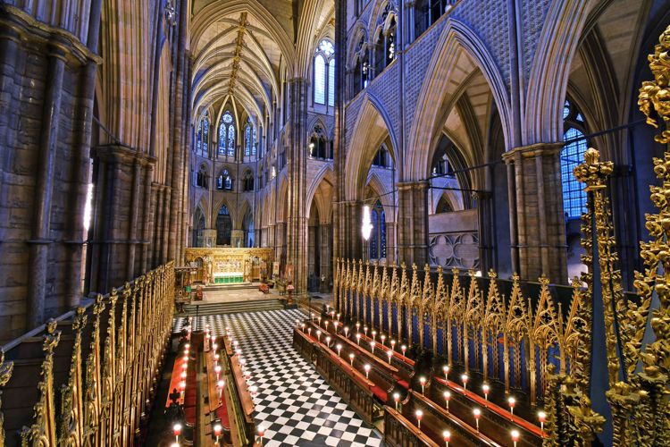 An aerial view of the quire, crossing and High Altar in Westminster Abbey