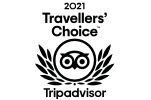 The Tripadvisor logo. TEXT: 2021 Travellers' Choice