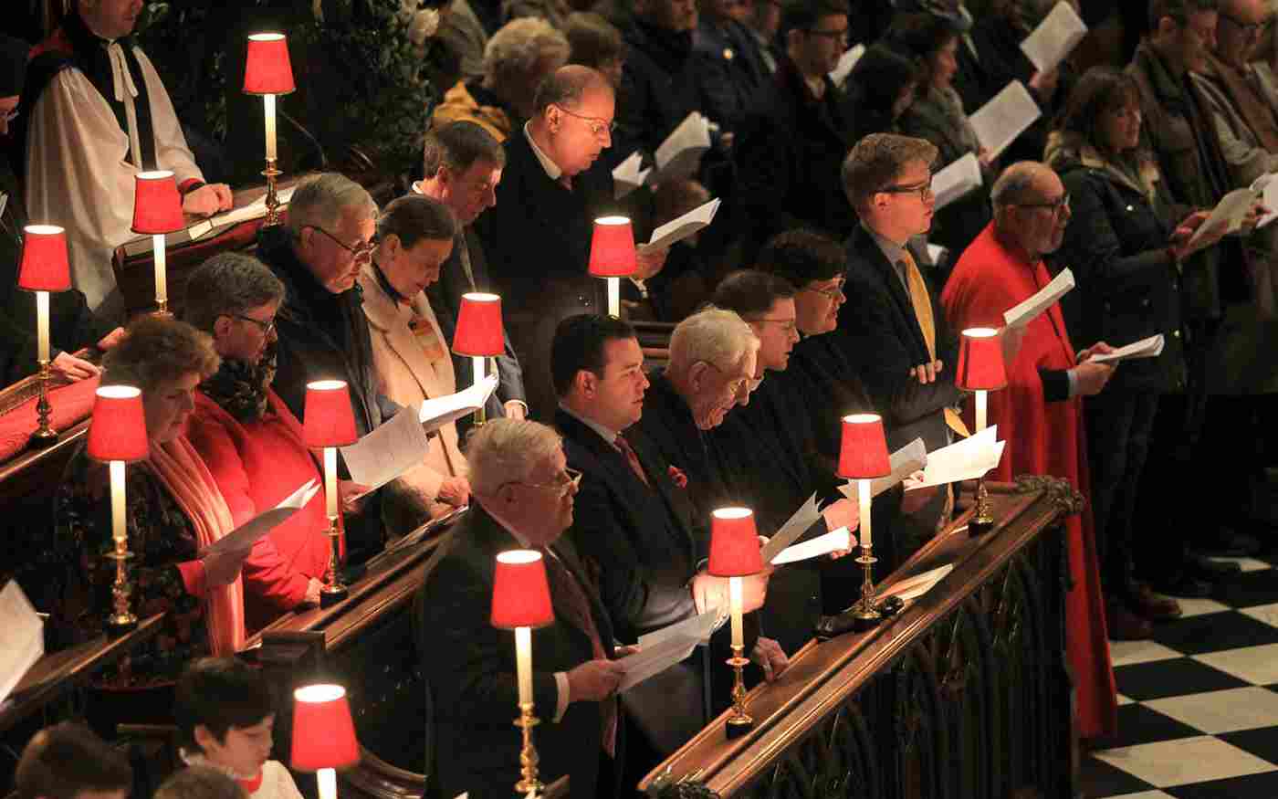 People singing in the quire stalls