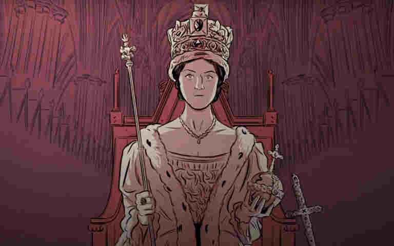 Illustration of a fictional coronation representing a short film about making a monarch at Westminster Abbey